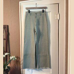 Miss Love - Wide Leg High Waist Stretchy Pants Olive Green